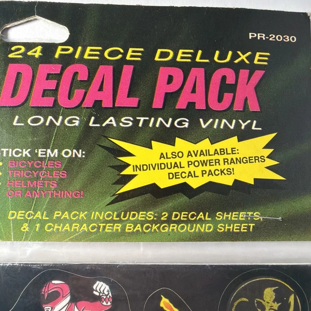 Power Rangers 24 Piece Deluxe Decal Pack Long Lasting Vinyl Stickers by Rand 90s